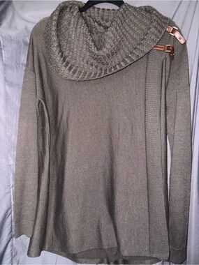 Ellen Tracy Olive Cowl Neck Knit Sweater